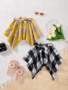 2pcs/Set Girls' Plaid A-Line Mini Skirt, Casual Vacation Skirt For Spring, Summer & Autumn - Multicolor - View 1