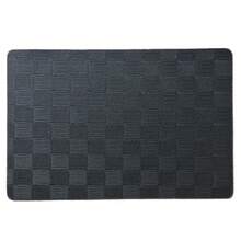 4件/6件套简约黑色格子防水防油皮革餐垫，可水洗 - 黑色 - 查看 6