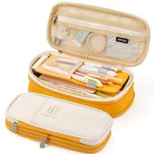 大容量多层收纳帆布笔袋，防污文具袋，学生多功能笔袋 - A6 - 查看 14