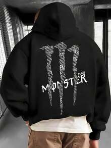 Mo-Nster En-Ergy Collage, Men's Hoodies, Men's Winter Clothing, Men's Sportswear, Holiday Clothing, Casual Loungewear, Fashion, Suitable For Women And Men - 黑色 - 查看 3