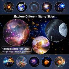 LiHangStar Galaxy Starry Sky Projector - Starry Sky Projection Lamp, Galaxy Moon Projection With Replaceable Slide Film, Suitable For Bedroom, Gaming Room, Ceiling, Gifts, Christmas Party - Black and White - View 4