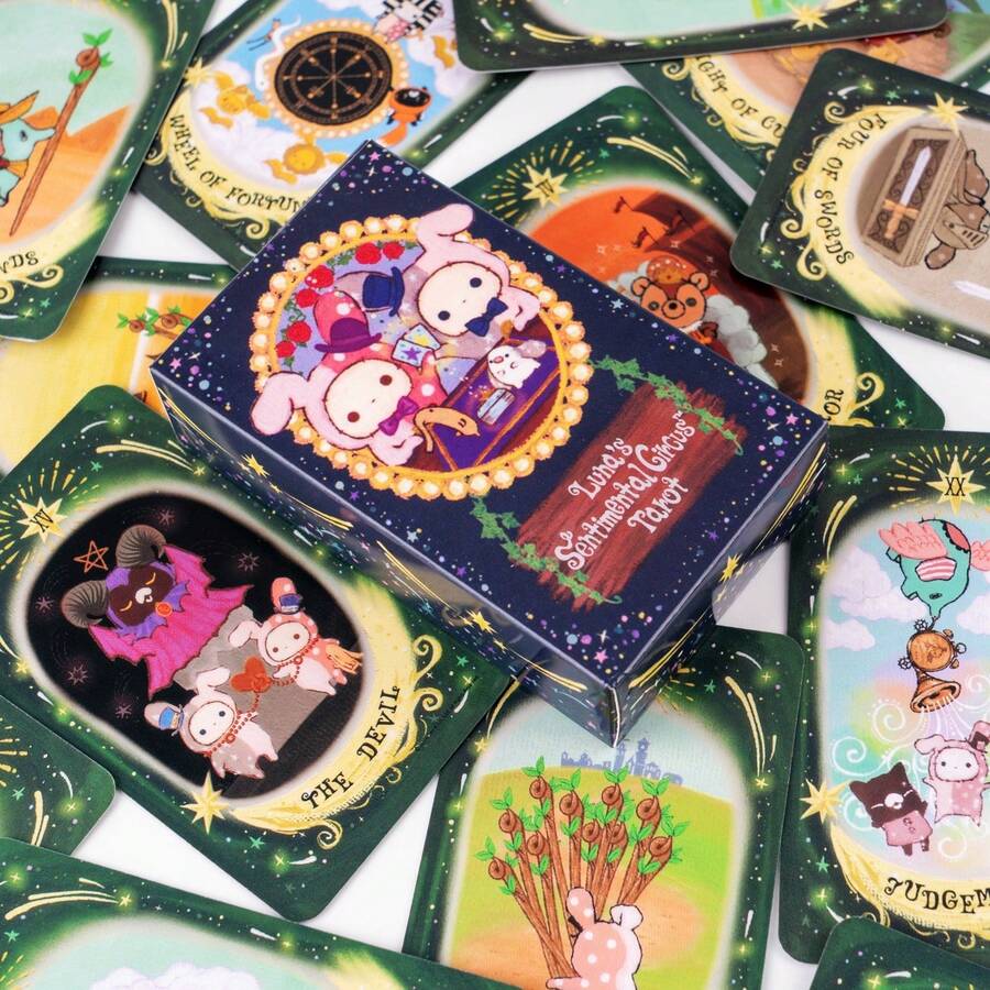 Bộ bài Tarot Divine Luna's Sentimental Circus (Không kèm sách hướng dẫn) - Bộ bài Tarot Gist - Trò chơi bài, Ma thuật nghi lễ, Bài Tarot tiên tri - Nhiều màu - Xem 1