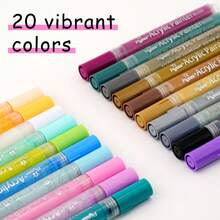 12/18/20 Farben Acrylmarker Set + 12 Hauttöne, wasserbasiert, wasserfest, schnelltrocknend, geeignet für verschiedene Materialien (Stein/Keramik/Holz/Glas/Papier), Kunstmalerei/Porträtskizzen/DIY Basteln/Graffiti, hohe Farbsättigung & nicht verlaufend, unverzichtbares Künstlerzubehör Set für professionelle Künstler - Acrylmarker - Übersicht 4