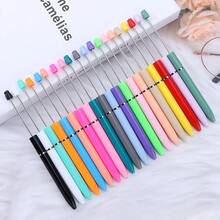12pcs Random Color Macaron Style Long Thin Ballpoint Pens, DIY Pen Making Supplies, Jewelry Accessories, Stationery, Creative Craft Silicone Beads, Focal Beads, Holiday Gift Box - Multi-color Random Distribution - View 3