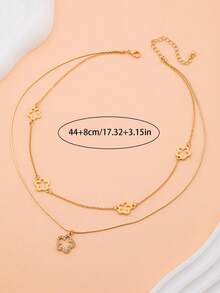 1 pieza Collar de doble capa con flor hueca y elegante para adolescentes - flores - Ver 5