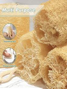 1/3Pcs Natural Loofah Body Scrubber, Dual-Use Exfoliating Sponge & Kitchen Cleaning Brush, Natural Plant Fiber, Sensitive Skin-Friendly, Reusable Unisex Loofah Pad, Face Body Cleansing & Kitchen Gadget, Bathroom & Kitchen Essential - A - View 6