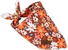 Autumn Dog Bandana Washable Cotton Handkerchief Scarf With Floral Print For Medium Large Dogs - 棕色花朵 - 查看 2