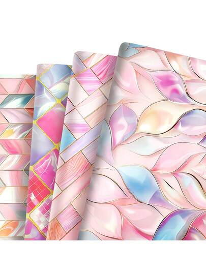 4/8/12pcs Elegant Gift Wrapping Supplies - Ombre Gift Wrapping Paper - Lavender To Pink, Graceful For Birthday, Wedding, Party Decor - Luxury Gift, Cake, Floral Packaging - Gift Wrapping Accessories, Fantasy Theme Design, Decorated With Ribbon, Cake Decor, Fashionable Presentation