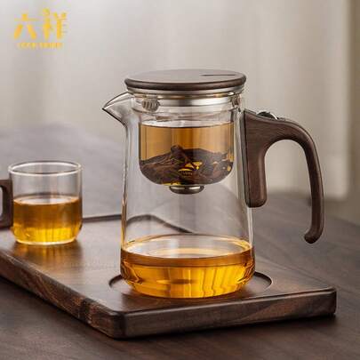 6 قطع إبريق شاي زجاجي مع تعليق مغناطيسي داخلي، صانع شاي بتصميم مريح، طقم شاي للمنزل والمكتب