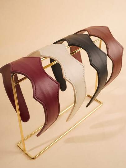 1pc Women's Fashion Headband, PU Leather Diamond Solid Color Versatile Wide Non-Slip Hair Hoop Headpiece, Suitable For Holidays, Facial Masks, Daily Wear