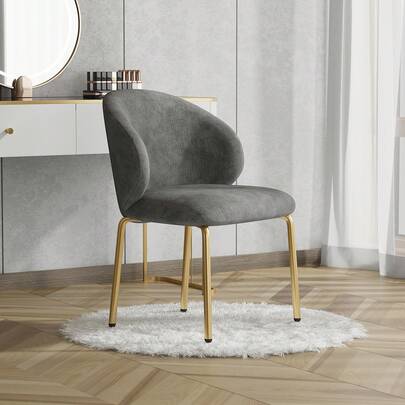 Dining Chairs, Lounge Chairs, Banquet Chairs, Yellow Gold Legs, Dimensions: Width 47.5 Cm X Depth 56 Cm X Height 74 Cm, Beige, Grey.