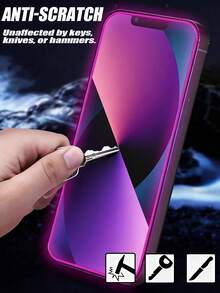 3片装紫色夜光防窥屏保护膜，智能感光夜灯，蓝宝石涂层防刮，防震，夜间易于定位且不反光。防指纹，9H硬度，防震，触感顺滑，完美贴合，兼容 11/12/13/14/15/16/17/17 Pro Max、16 Pro Max、15 Pro Max、14 Pro Max及其他系列。 - 紫色 - 查看 5