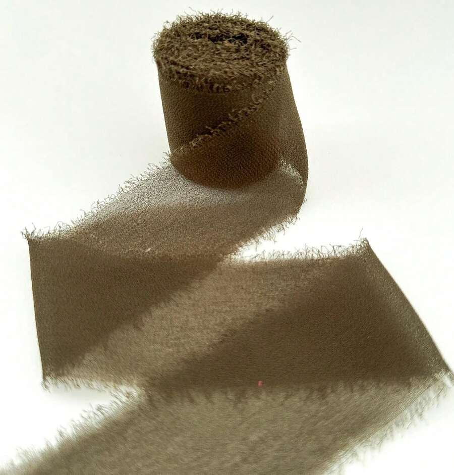 Silk Chiffon Ribbon 5M X 4CM For Wedding Invitations, Bridesmaids' Boxes, Rose Bouquets, Gifts - Xanh ô liu 4 - Xem 1