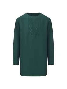 2pcs African Traditional Men's Outfit, Includes Top And Pants, Dashiki Print, Suitable For African American Men, Wedding, Groomsmen, Holiday, Party - Dark Green - View 5