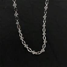 1pc Unisex Stainless Steel Geometric Necklace, Punk Style Asymmetric Sweater Chain, Luxury Jewelry Accessory, Non-Fading - Steel - View 2