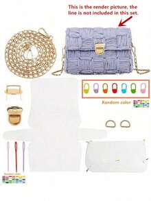 DIY手提包编织套装 - 塑料帆布钱包工艺套装，包含链条、拇指锁、肩带、针、标记扣 - SUPERDANT编织包工具包 - 彩色 - 查看 9