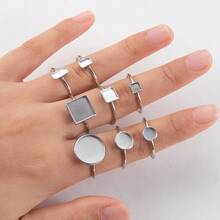 10个不锈钢开口戒指底座，扁平空白底座，适用于DIY珠宝制作、宝石镶嵌 - 不銹鋼戒指托 - 查看 6