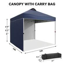 Carpa plegable de 10 x 10, carpa comercial resistente, carpa portátil con dos paredes laterales, techo ventilado, bolsa de transporte con ruedas y saco de arena para eventos, fiestas y campamentos. - Azul - Ver 5