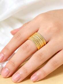 1 chiếc nhẫn đồng mạ vàng 18K hình 9 vòng, thiết kế thời trang, phù hợp để đeo hàng ngày, dự tiệc, tiệc chiêu đãi hoặc làm quà tặng. - Thời trang - Xem 5