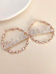 1 Pair Customized Double-Layer Welded Women's Name Earrings, Stainless Steel Personalized Heart Pendant, Customizable Name, Minimalist Daily Style, Keychain, Includes Gift Box, Suitable For Valentine's Day, Birthday, Mother's Day, Everyday Gift - Earring Style 2 - View 17