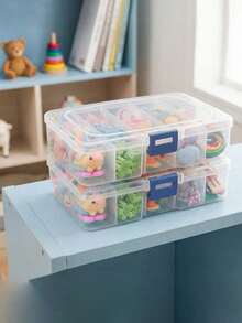 Girls Hair Accessories Storage Box, Plastic Dustproof Organizer Box With Lock, Bow Hair Clip With Divider, Transparent Stackable Storage Box For Bathroom, Bedroom, Vanity, Suitable For Hair Clips, DIY Jewelry, Bracelets, Nail Art And Small Craft Parts - Multicolor - View 5