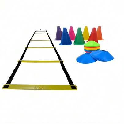 Kit Escada  Agilidade 10 Cones e 10 Chapéu para Treino Funcionale Esportivo