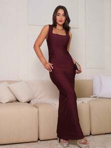 Megan Plain Dress - Màu đỏ tím - Xem 2