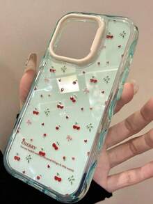 Funda de teléfono suave de silicona con patrón de corazón de cereza compatible con Apple 16 Pro Max, 17, 15 Plus, 13 Pro, 12, 11, funda protectora de onda de dibujos animados linda - Multicolor - Ver 1