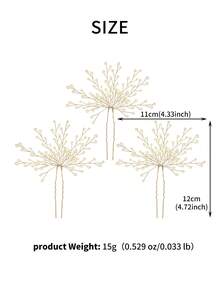 3pcs/Set Pearl Bridal Hair Pins, Elegant Crystal Flower Hair Clips, Starry Design Hair Accessories - Gold - View 10