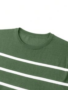 GRDR Men's Summer Knit Striped Short Sleeve Shirt, Suitable For Casual, Business, And Fashion Classic Outfits - Green - View 5