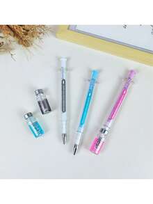 3/9pcs Innovative Syringe Shaped Virus Elimination Pens, Randomly Included With Black Ballpoint Pen And Vaccine Pen - Rectangle - View 8