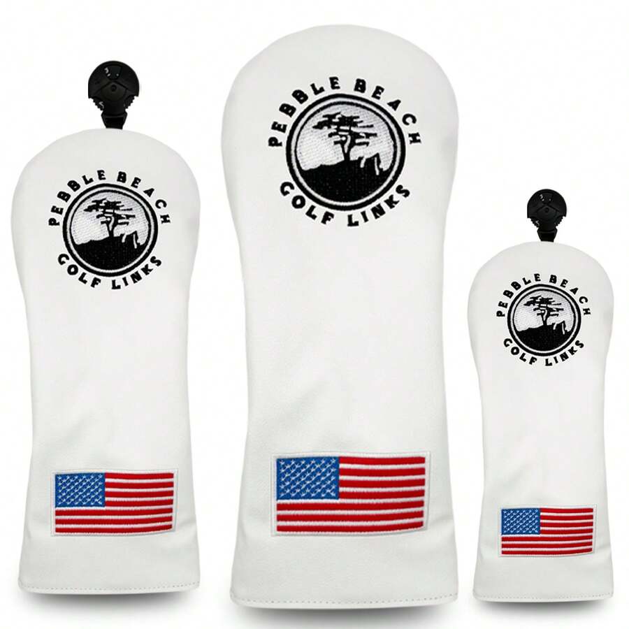 白色皮革高尔夫球杆头套，防水，高尔夫配件及礼品 - 白色 - 查看 1