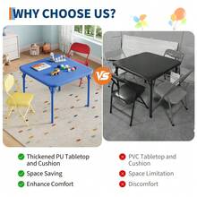 Juego Portátil para Niños: Mesa Cuadrada + 2 Sillas - 3 Piezas Plegables, Multiusos en Hogar o Escuela - color - Ver 4