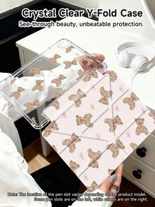 可爱小熊蝴蝶结图案平板电脑保护套，兼容苹果Air 11英寸M3（2025款）/M2（2024款）、Air第五代（2022款）、（A16）11英寸第十一代（2025款），也兼容三星Galaxy Tab平板电脑和Kindle Paperwhite第十二代（2024款）。透明背壳，时尚图案保护套，支持自动睡眠/唤醒功能，配备气囊保护，适合作为礼物或办公使用。 - 彩色 - 查看 4