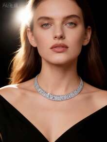 1 Set Fashionable Jewelry Set, Cubic Zirconia Hollow Rhombus Decor, Suitable As Anniversary Gift For Women - Silver - View 3