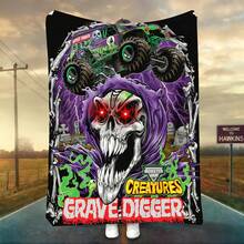 1PC 3D Monster Jam Monster Truck Cartoon Blanket, Edgy Gift For Motorsports Fans, Themed Man Cave Decor, Retro Sci-Fi Party Accent & Race Day Souvenir,Soft Throw Blanket For Home Bedroom Bed Sofa Picnic Travel Office Cover Blanket - nhiều màu 1 - Xem 4