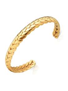 HOBV 女士精致金条手镯，简约纤细，18K镀金，手工制作，极简主义珠宝 - 麥穗 - 查看 12