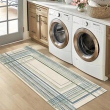 1 pieza Alfombra de pasillo moderna minimalista desgastada - Línea abstracta geométrica - Para baño, cocina, entrada, pasillo, lado de la cama, sala de estar, dormitorio y talla grande + Alfombra suave lavable para todas las estaciones, decoración del hogar - Multicolor - Ver 8
