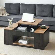 Coffee Table WF311892AAZ With Lift-Top Function - 109.5 Cm, Grey Frame, Elegant Design, Storage Space Under The Tabletop - Brown - View 2