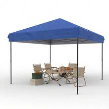 Carpa plegable, refugio portátil instantáneo con 3 alturas ajustables, parasol impermeable para exteriores con bolsa con ruedas, ideal para fiestas en patio, terraza, jardín y playa. - Azul - Ver 2