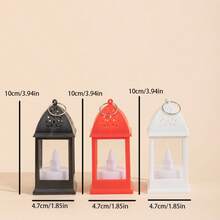 3/6pcs Plastic Mini Lanterns, Hollow Top Design For Easy Carrying, Flameless Warm Light, Retro LED Electronic Plastic Decorative Lamps, Home Decor Accents, Atmosphere Lights For Bedroom, Living Room, Camping, Outdoor, Dates, Picnics, Crafts - Hollow Out Four-corner Lantern - View 3