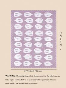 1pc Baby Knitted Blanket, Minimalist Jacquard Cartoon Animal Pattern, Windproof Stroller Cover, Suitable For All Seasons - Dusty Pink - View 6