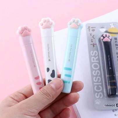 Ciseaux mignons multifonctionnels en acier inoxydable, mini ciseaux d'art portables Kawaii en forme de patte de chat, articles de papeterie scolaire originaux