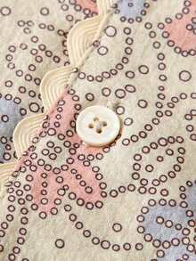 Humor Bear Young Girl Floral Embroidery Ruffle Shirt & Shorts 2pcs Outfits, Stylish Summer Set - Khaki - View 5