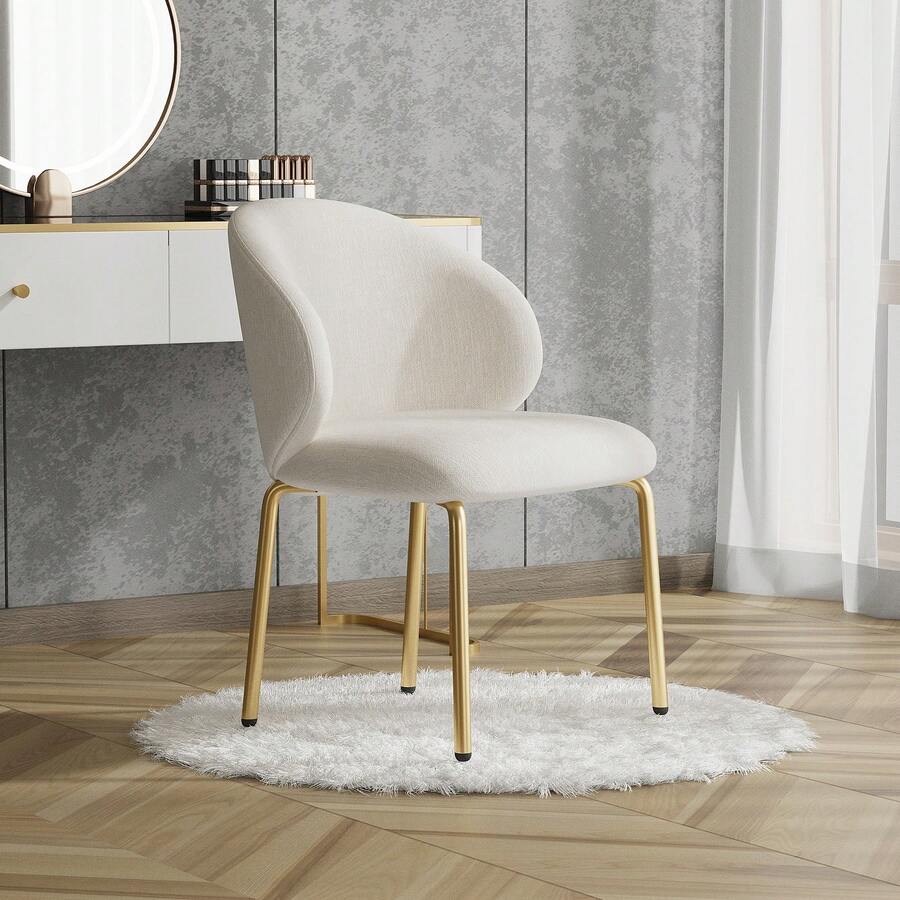 Dining Chairs, Lounge Chairs, Banquet Chairs, Yellow Gold Legs, Dimensions: Width 47.5 Cm X Depth 56 Cm X Height 74 Cm, Beige, Grey. - Beige - View 1