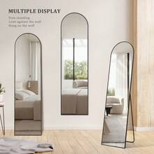 Arched Full Length Mirror Standing Design Aluminum Alloy Frame For Bedroom Black - 1 - 查看 3