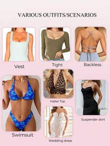 1对女士隐形双面硅胶粘性胸垫，可重复使用，上托提拉，防水加厚衬垫，适用于比基尼、泳衣和无肩带文胸 - 彩色 - 查看 11