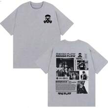 Rapper Nengo Flow Real G4 Life 2026 Tour T Shirts Men Women Fashion Vintage Short Sleeve Top Casual Cotton Spring/Summer T Shirt - màu đen - Xem 7
