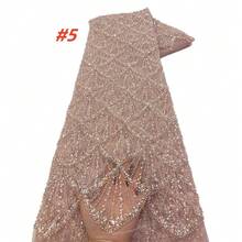 Vải ren thêu Nigeria chất lượng cao của Pháp, vải ren thêu sequin kiểu châu Phi dành cho chú rể, chất liệu may váy cưới. - A - Xem 8