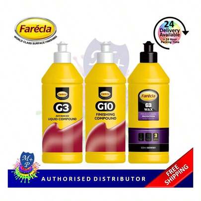 Farecla G3 Liquid Compound 500ml, G10 Finish Compound 500ml & G3 Wax 500ml
